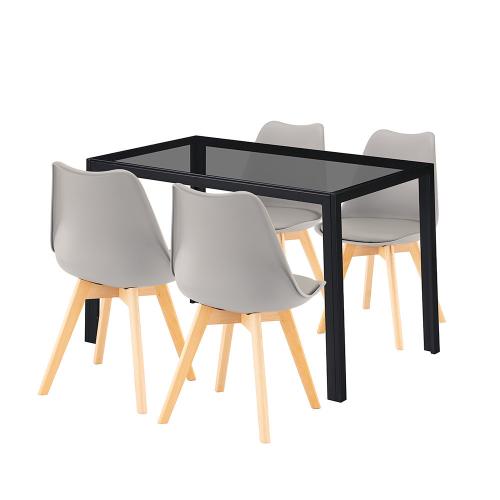 Treva 4+1 étkező garnitúra fekete-szürke