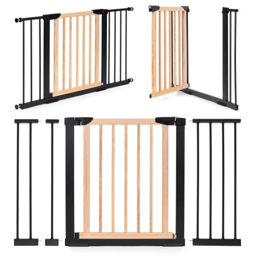 Biztonsági korlát 74-130 cm lépcsőkhöz és ajtókhoz fémből és fából