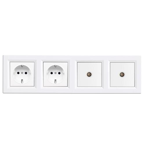 Nova IV kettő dugalj kettő TV csatlakozóval fehér kerettel