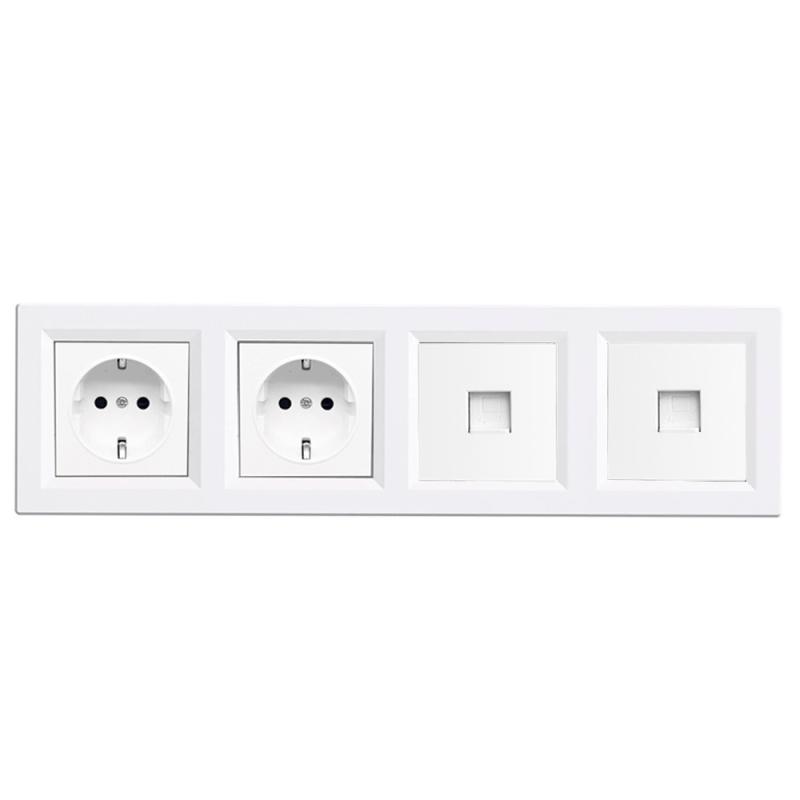 Nova IV kettő dugalj kettő UTP csatlakozóval fehér kerettel