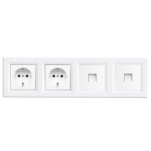 Nova IV kettő dugalj kettő UTP csatlakozóval fehér kerettel