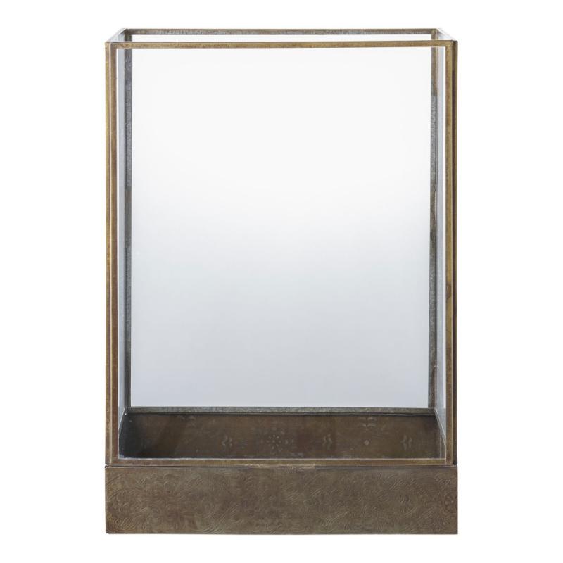 Manali dekorációs lámpás, fém/üveg, antik réz színű