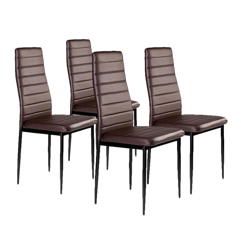 4 db-os magas háttámlájú barna műbőr étkezőszék