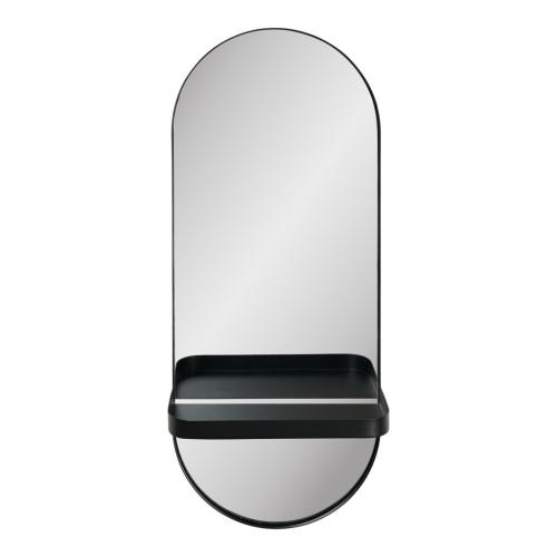 Olbia tükör fém polc, acél, fekete, 25x12x60 cm