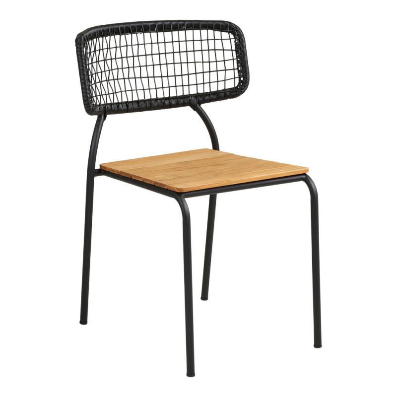 Nashville étkezőszék, teakfa, fekete kötél, fekete