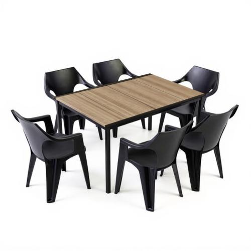 Carter 6+1 kerti bútor garnitúra szett kőris-grafit