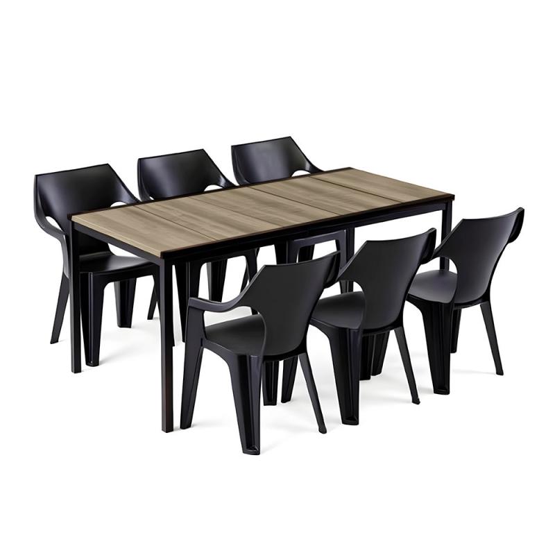 Carter Large 6+1 kerti bútor garnitúra szett kőris-grafit