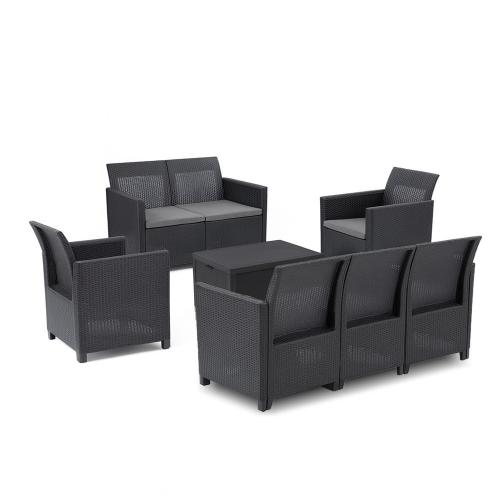 Claire V 7 személyes kerti bútor garnitúra arica tárolós asztallal