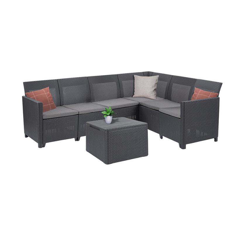 Claire VII 6 személyes sarokgarnitúra párnatartós asztallal