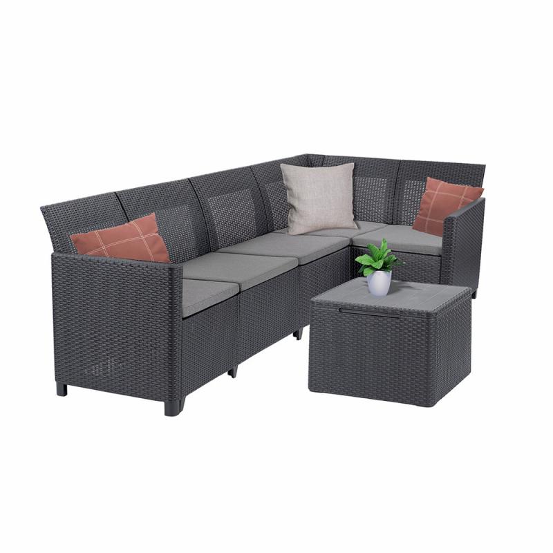 Claire VIII 5 személyes sarokgarnitúra párnatartós asztallal