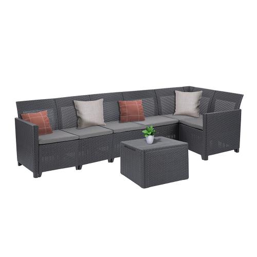 Claire VIII 6 személyes sarokgarnitúra párnatartós asztallal