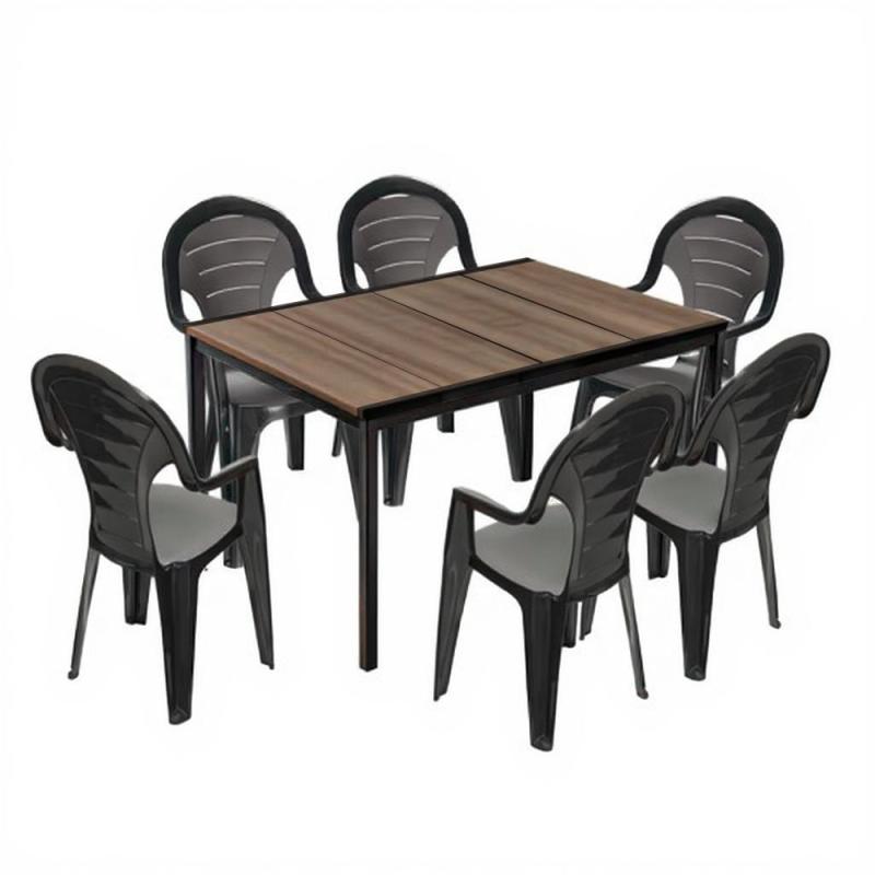 Lagos 6+1 kerti bútor garnitúra szett dió-grafit