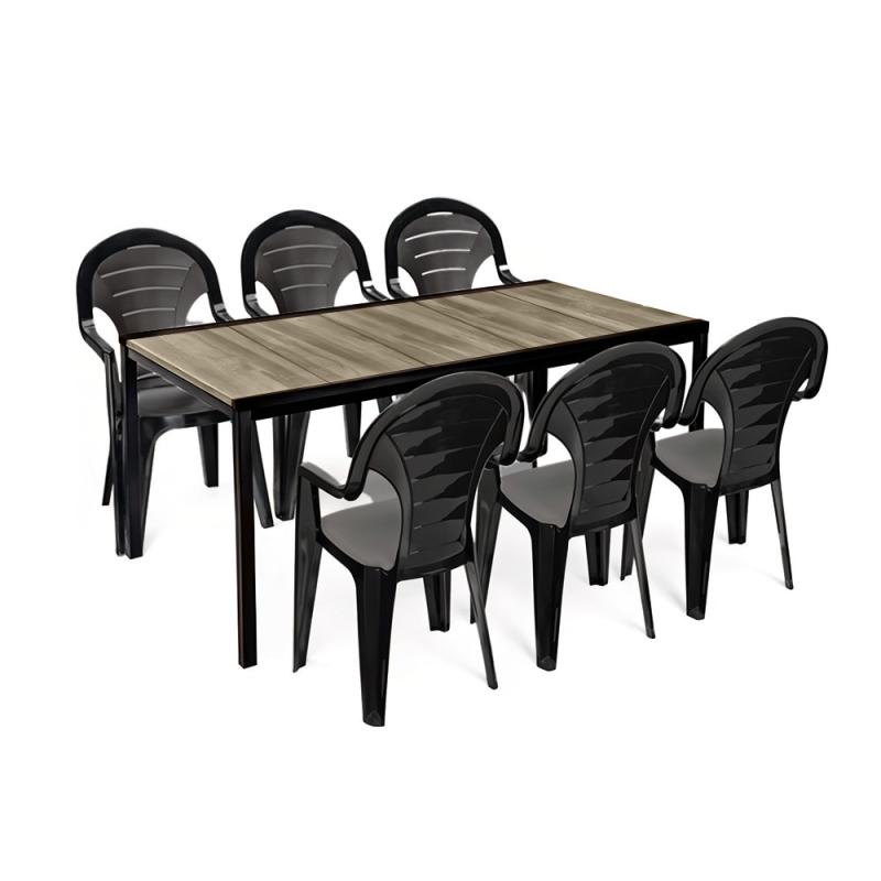 Lagos Large 6+1 kerti bútor garnitúra szett kőris-grafit