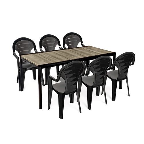 Lagos Large 6+1 kerti bútor garnitúra szett kőris-grafit