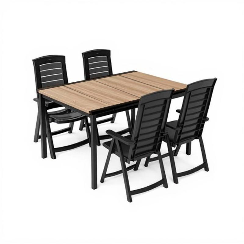 Portico 4+1 kerti bútor garnitúra szett kőris-grafit