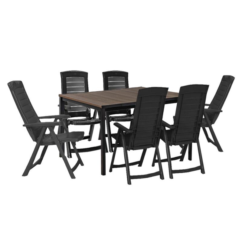 Portico 6+1 kerti bútor garnitúra szett dió-grafit