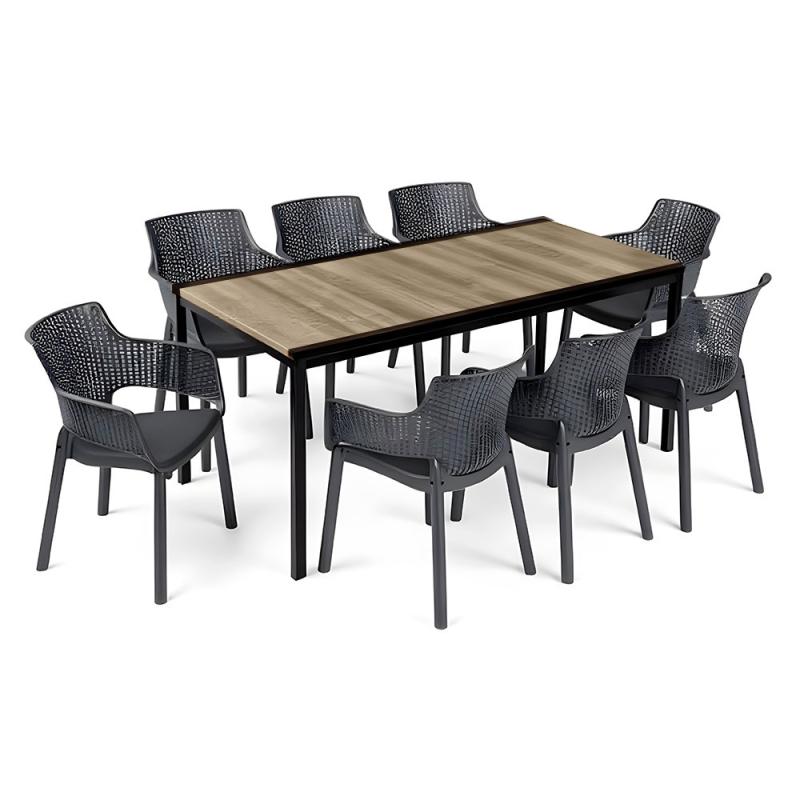 Romen Large 8+1 kerti bútor garnitúra szett kőris-grafit