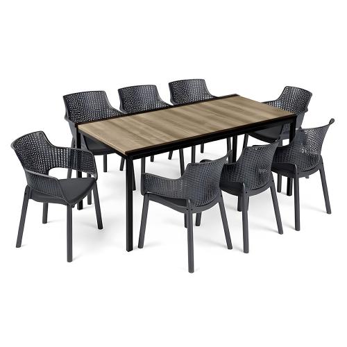 Romen Large 8+1 kerti bútor garnitúra szett kőris-grafit