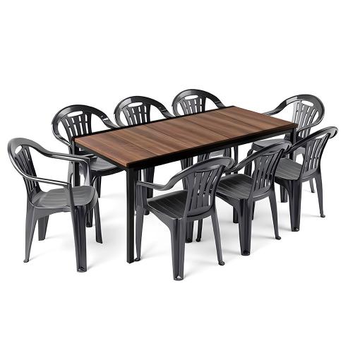 Rowen Large 8+1 kerti bútor garnitúra szett dió-grafit