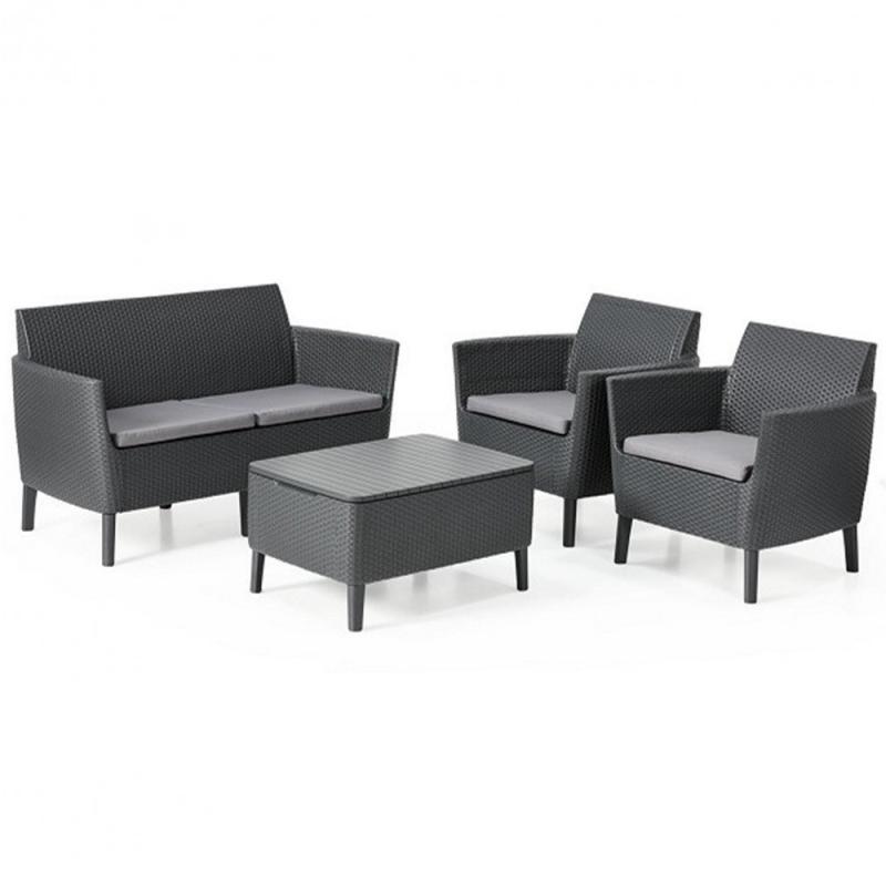 Salemo kerti bútor set kétülős kanapéval, 2 fotellel, kis asztallal