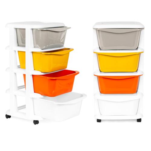 Guruló fiókos játéktároló szekrény 4 részes, élénk 36x35.5x74 cm