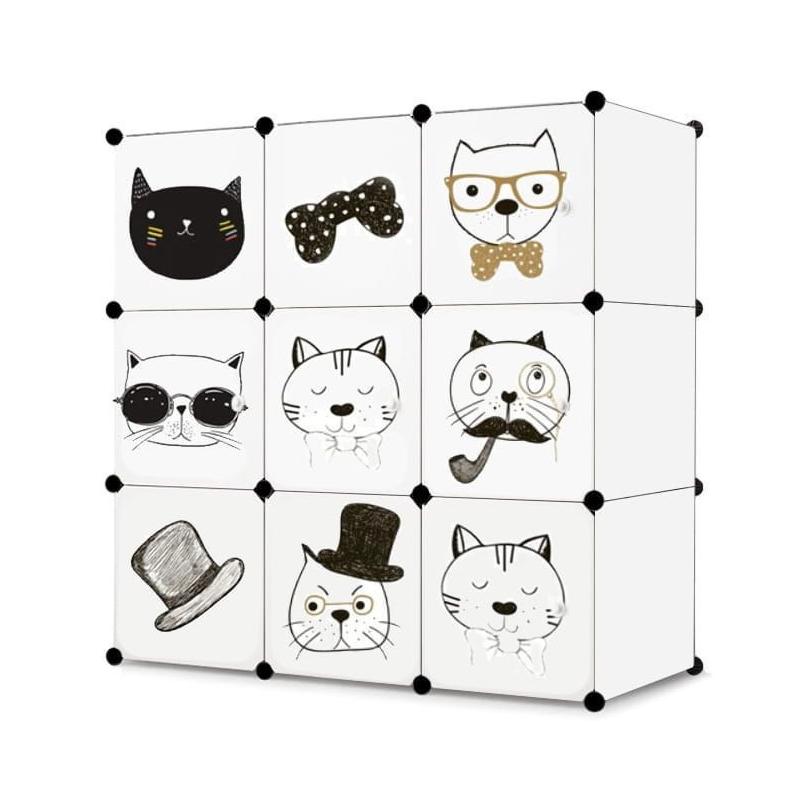 Macskás játéktároló szekrény, fehér színű 110x37x110 cm