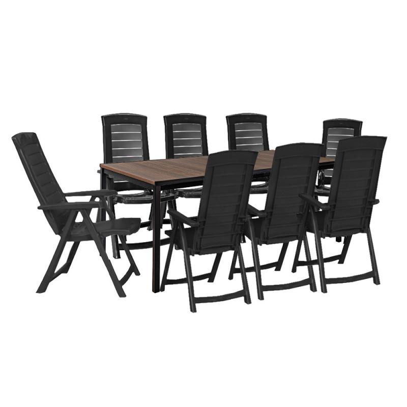 Portico Large 8+1 kerti bútor garnitúra szett dió-grafit