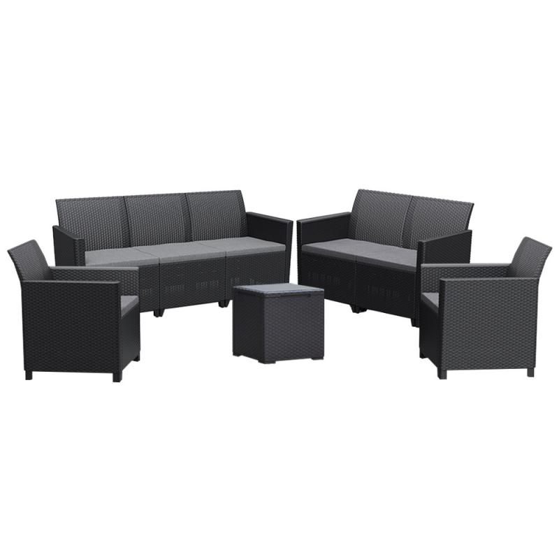 Claire V 7 személyes kerti bútor garnitúra vigo tárolós asztallal