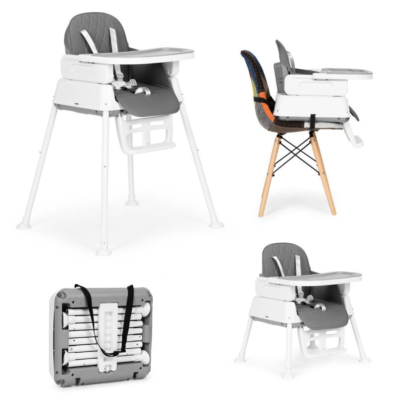 Összecsukható gyerek etetőszék 3 in 1 szürke