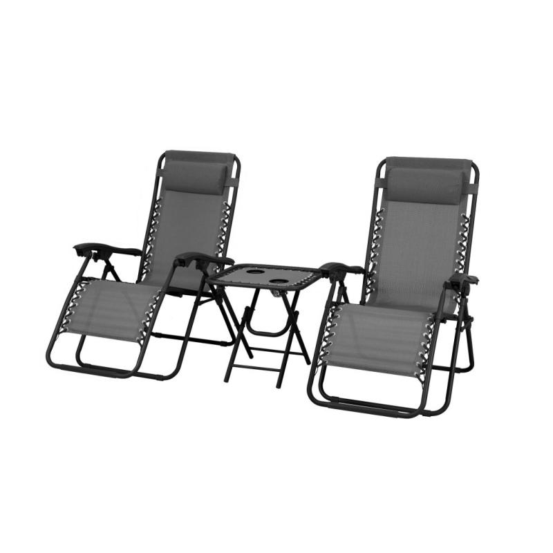 Delux 2x nyugágy és asztal szett szürke