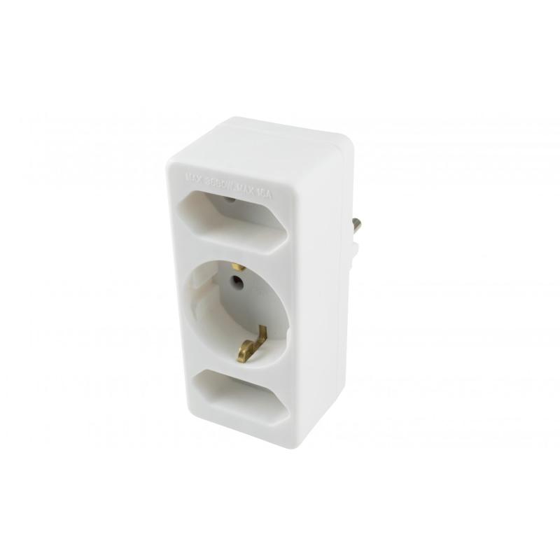 Home NV 13/WH hálózati elosztó, 3 aljzat, 1 védőérintkezős aljzat (max. 3500W), 2 EURO aljzat (max. 500W), fehér