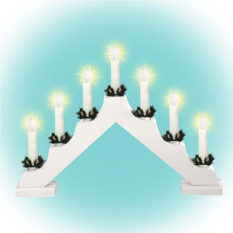 Home KAD 03 gyertyapiramis, 7 db izzó, fehér festett fa, L7D