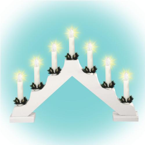 Home KAD 03 gyertyapiramis, 7 db izzó, fehér festett fa, L7D