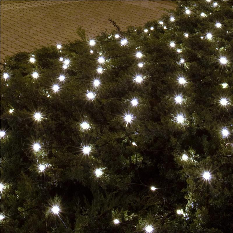 Home KLN 400C/WH LED-es háló, 6x4 m / 400 db hidegfehér LED, zöld vezeték, állófényű, hálózati adapter, kül- és beltéri kivitel