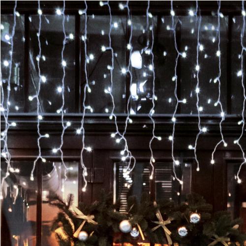 Home DLFJ 400/WH LED-es fényfüggöny, 10 m / 400 db hidegfehér LED, állófényű, fehér vezeték, sorolható, kül- és beltéri kivitel