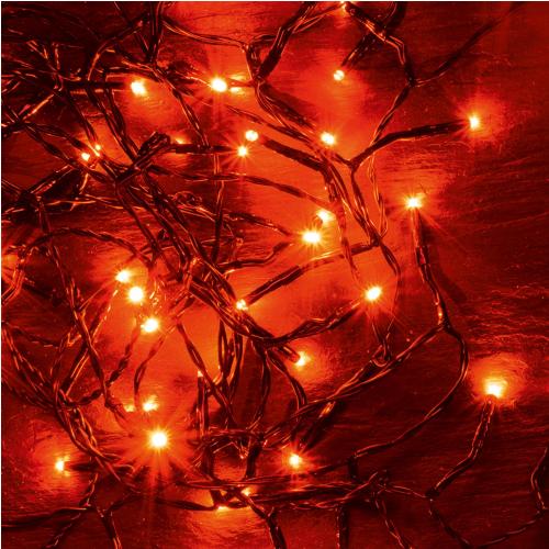 Home KII 50/R LED-es fényfüzér, 4 m / 50 db piros LED, állófényű, zöld vezeték, hálózati adapter, beltéri kivitel