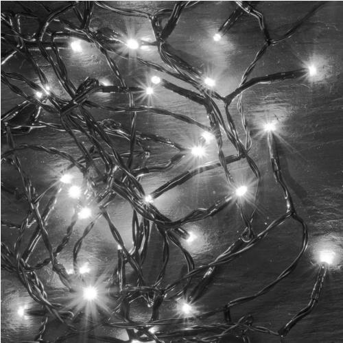 Home KII 200/WH LED-es fényfüzér, 16 m / 200 db hidegfehér LED, állófényű, zöld vezeték, hálózati adapter, beltéri kivitel