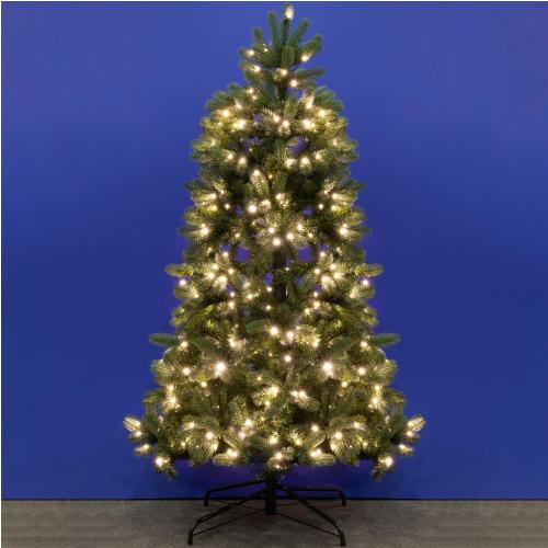 Home KMF 6/210 műfenyő beépített világítással, 500 db LED, 210 cm magasság, 119 cm átmérő, talpkapcsoló, 4 funkció