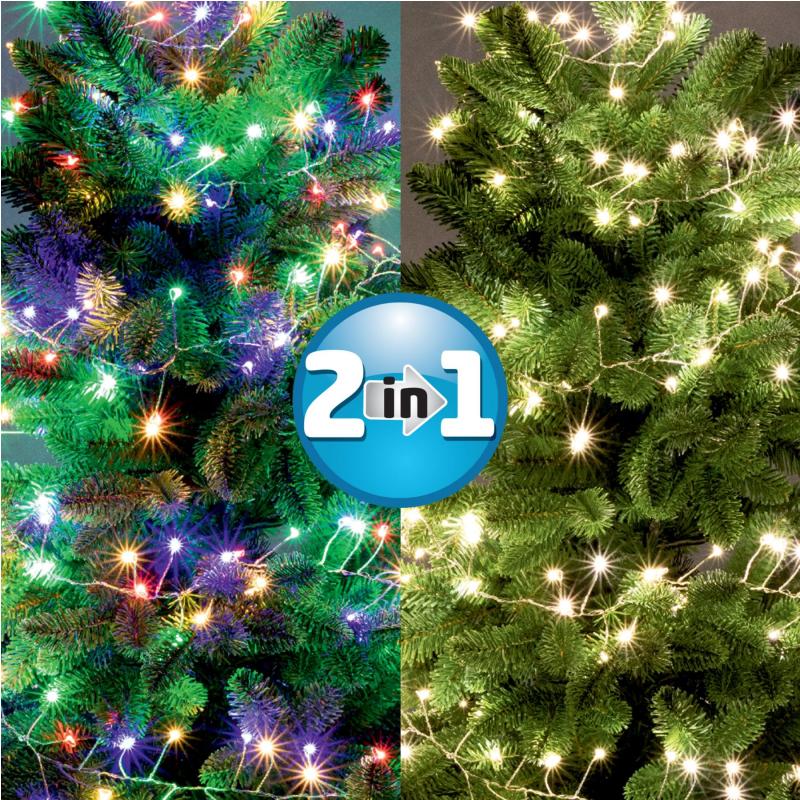 Home MLCS 600/M micro LED-es cluster fényfüzér, 9 m / 600 RYBG és melegfehér LED, 11 fényprogram, távirányító, hálózati adapter, kül- és beltéri kivitel