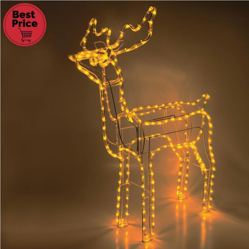 Home ROPE 1 szarvas figura, borostyánszínű LED, fém váz, talpra hajtható, IP44, kültéri, beltéri