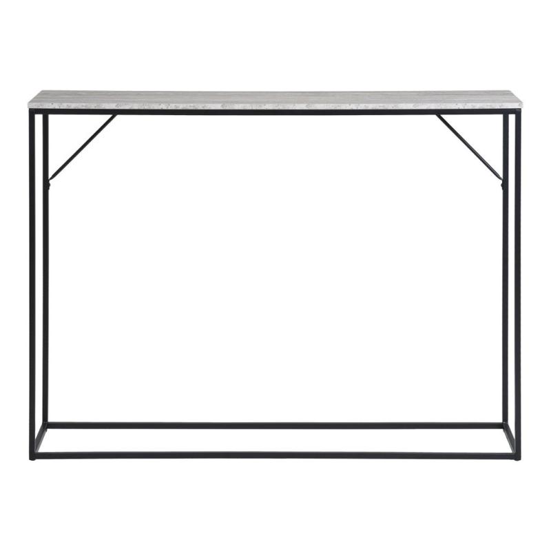 Vita Konzolasztal, 1 polc, travertin hatású, fekete váz 110x26x80 cm