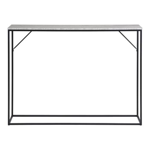 Vita Konzolasztal, 1 polc, travertin hatású, fekete váz 110x26x80 cm