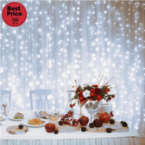 Home DLFC 600/WH LED-es cluster fényfüggöny, 2,7x0,6 m / 600 db hidegfehér LED, állófényű, fehér vezeték, sorolható, kül- és beltéri kivitel