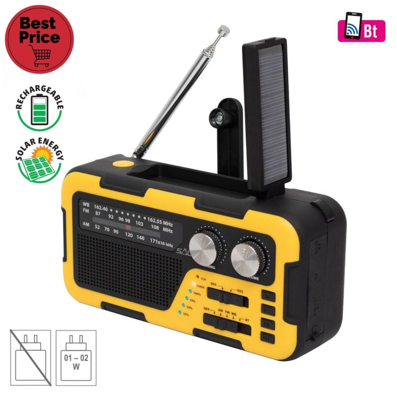 SAL RPH 2 multifunkciós napelemes rádió, hibrid töltés, 3 sávos AM-FM-SW rádió, BT, ~40 óra üzemidő