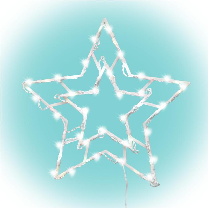 Home KID503WW csillag ablakdísz, kül- és beltéri kivitel, 35 db melegfehér LED, 2 tapadókorong, fehér tápkábel, 33 x 28 cm