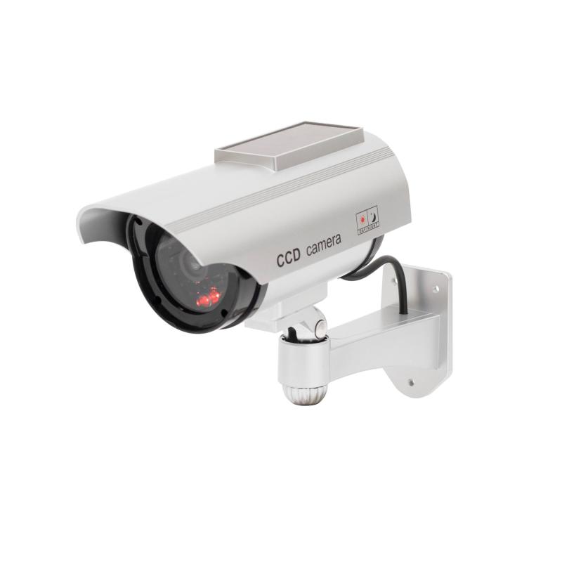 HOME HSK160 kültéri napelemes álkamera, villogó piros LED, körbe forgatható, egyszerű felszerelés, akkumulátoros tápellátás opció, élethű kamera megjelenés, IP44