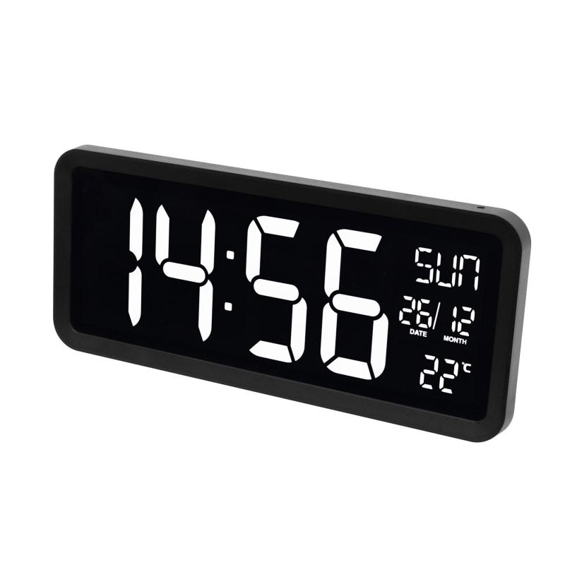 Home LTCJUMBO óra és hőmérő, asztali és fali óra, USB adapter hosszú, 2.5m vezetékkel, a környezethez alkalmazkodó fényerő