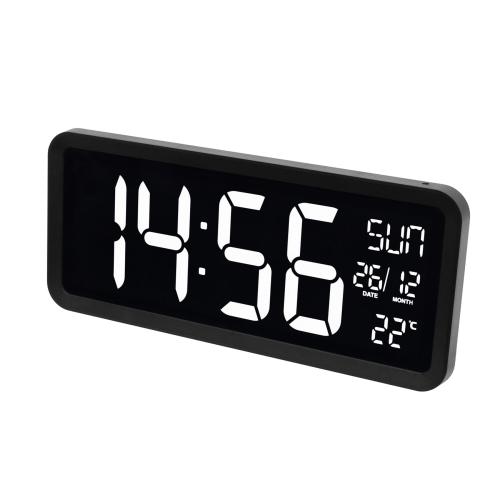 Home LTCJUMBO óra és hőmérő, asztali és fali óra, USB adapter hosszú, 2.5m vezetékkel, a környezethez alkalmazkodó fényerő