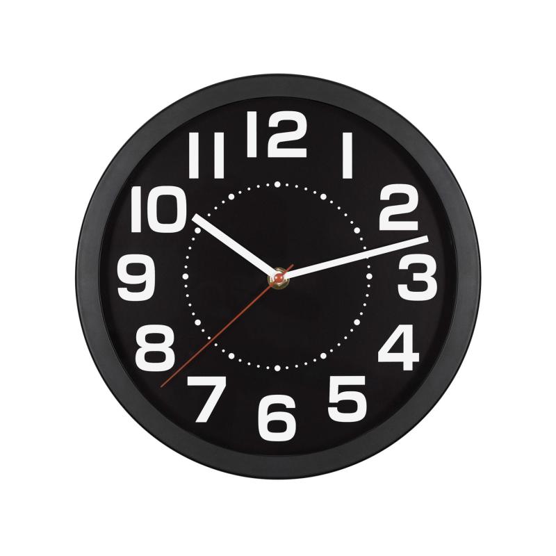 Home AWC250BK fali óra, üveg előlap, kontrasztos, jól leolvasható számlap, 1xAA elem tápellátás, átmérő 250mm