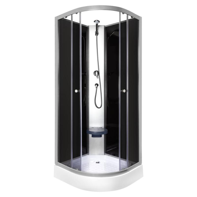 Evora Black 80 hátfalas zuhanykabin zuhanytálcával